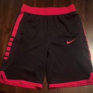 Men’s Nike Elite Black Shorts with Red Waistband and Accents Size M